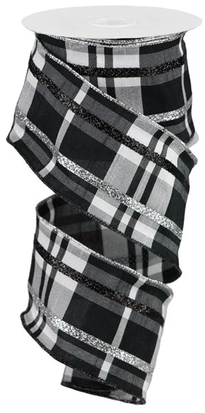 2.5"X10yd Dupioni Plaid W/Glitter Stripe Ribbon - Image 12