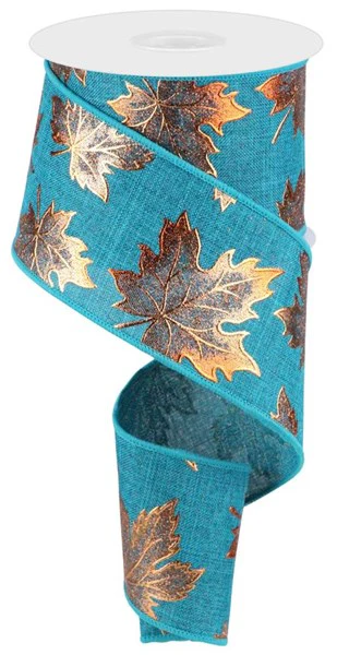 2.5"X10yd Foil Maple Leaf On Royal Ribbon - Image 7