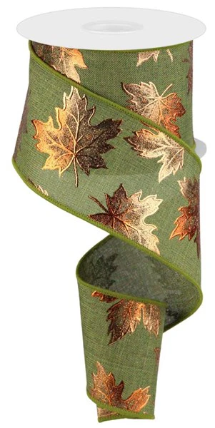 2.5"X10yd Foil Maple Leaf On Royal Ribbon - Image 8