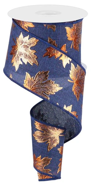 2.5"X10yd Foil Maple Leaf On Royal Ribbon - Image 9
