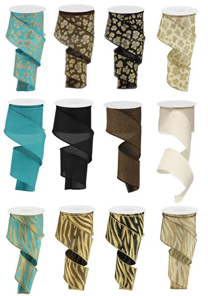 2.5"X10yd Glitz Leopard Print Ribbon