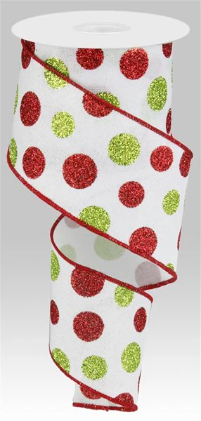 2.5"X10yd Multi Size Glitter Dots/Royal Ribbon