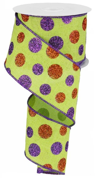 2.5"X10yd Multi Size Glitter Dots/Royal Ribbon - Image 2