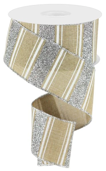 2.5"X10yd Multi Stripe/Bold Glitter Ribbon - Image 2