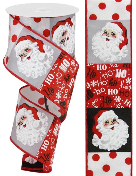 2.5"X10yd Santa Face Block Pattern Ribbon