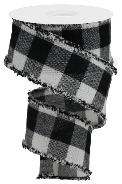 2.5"X10yd Woven Fuzzy Large Check Ribbon - Image 2