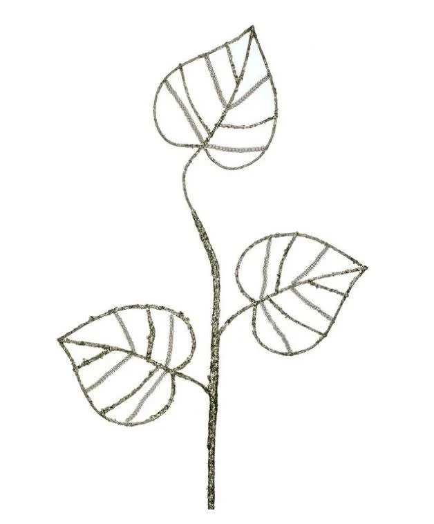 26" Glitter Monstera Leaf X3 Spray