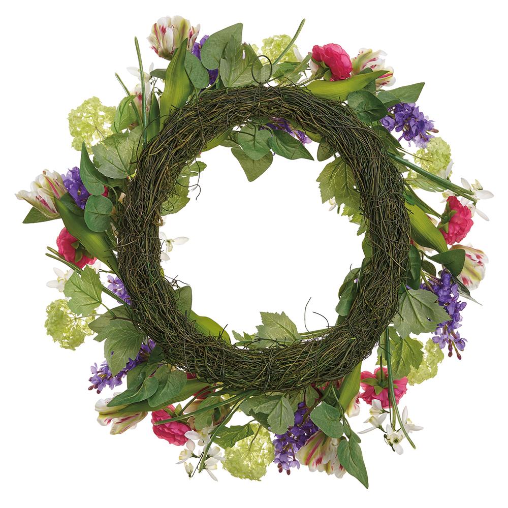 26 Inch Snowball/Lilac/Tulip Wreath Mixed - Image 2