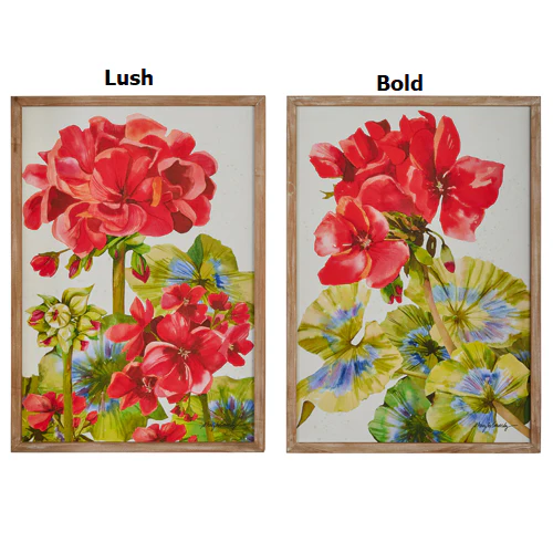 27.75” Geranium Motif Framed Wall Art
