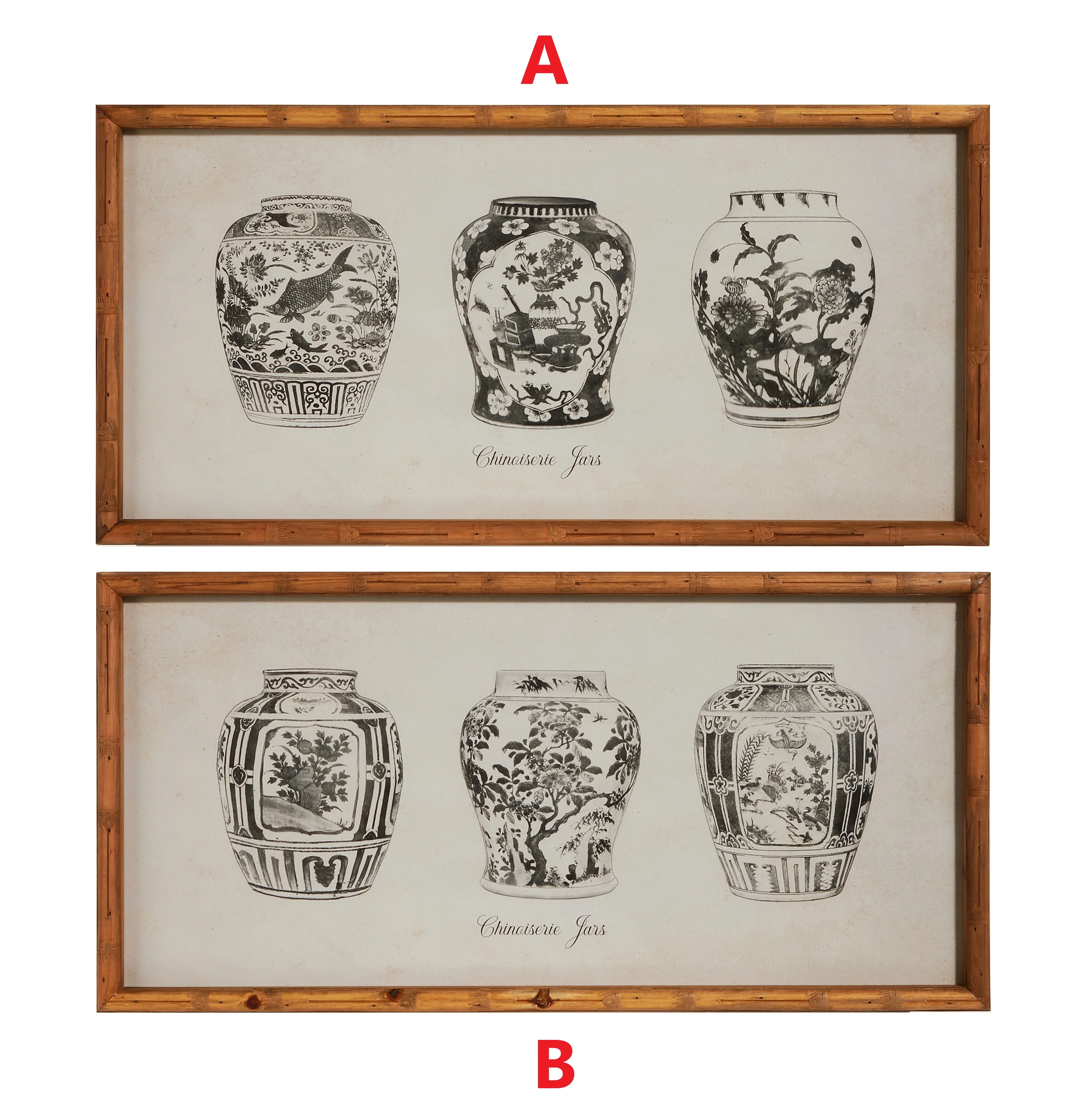 27" Black Ginger Jar Framed Wall Art - Sold Individually