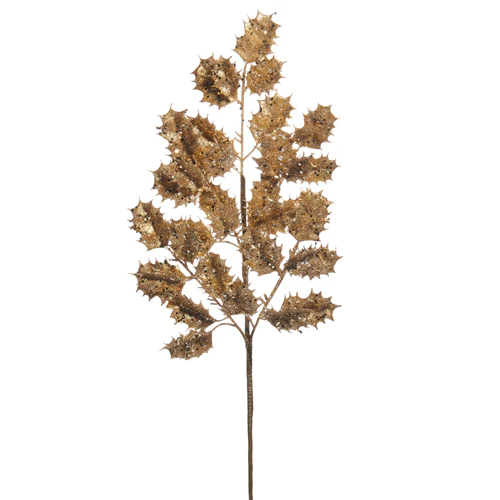 27" Gold Holly Spray - Image 2