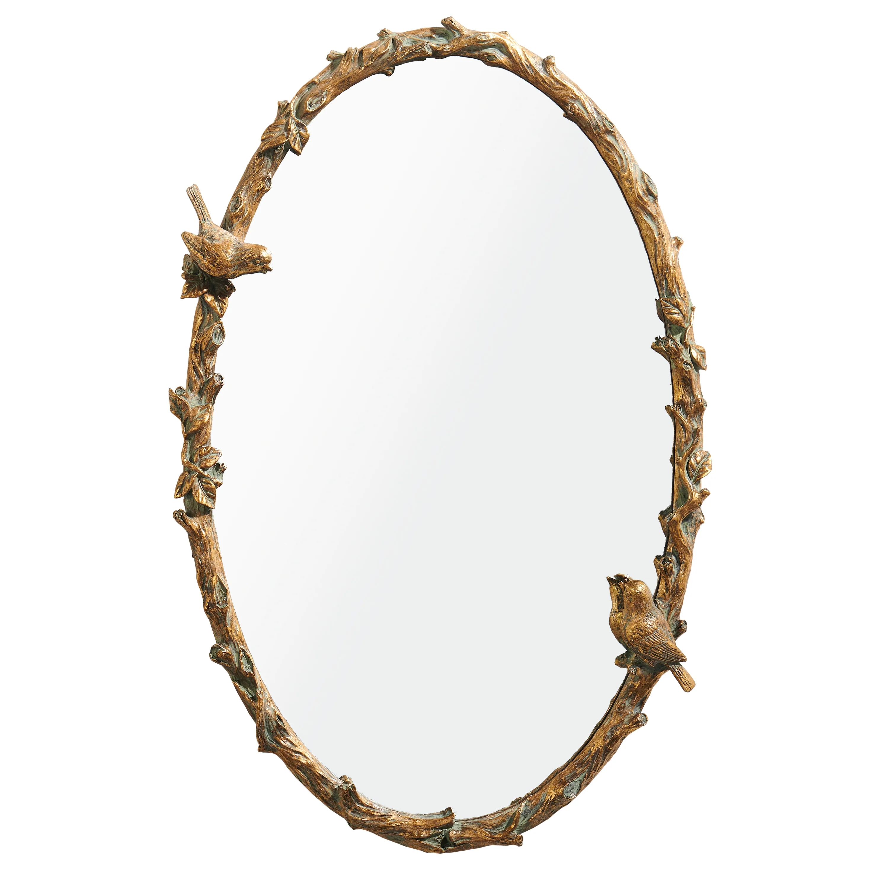 28" Bird on Branch Oval Wall Mirror