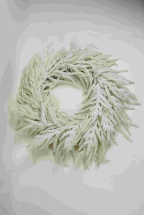 28" White Real Touch Snow Norfolk Pine Wreath - Image 2