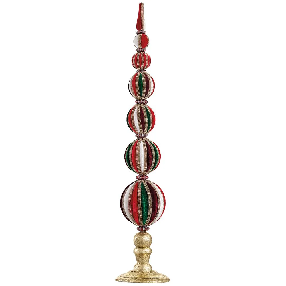 29" Diamond Velvet Ball Table Top Red Green