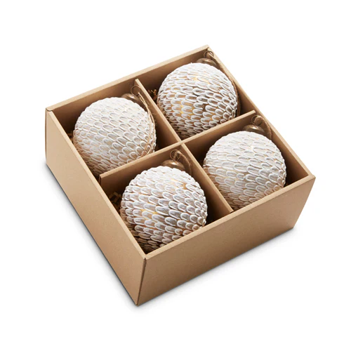3" Feather Textured Ball Ornament - Image 3