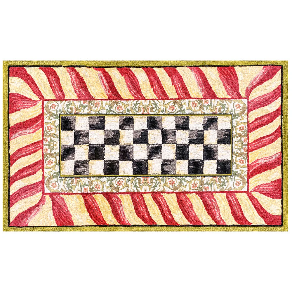 Courtly Check Red & Gold 3' x 5' Washable Rug - Image 2