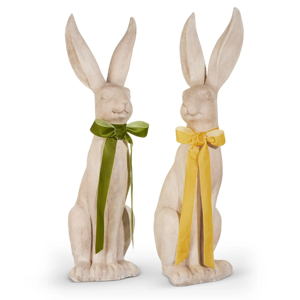 31.5" Concrete Look Rabbit with Bow - Sold Individual
