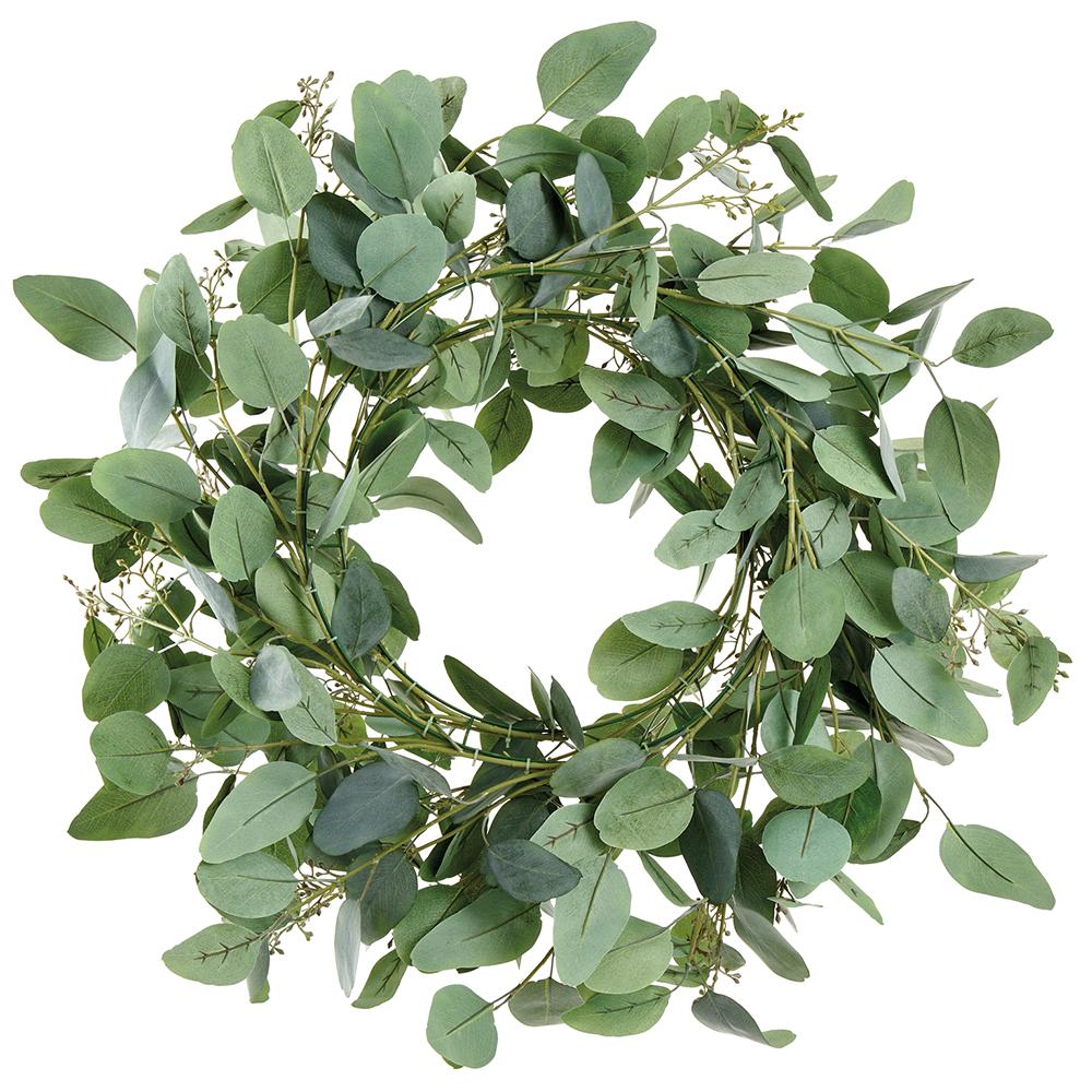 32" Eucalyptus Wreath Green Gray - Image 2