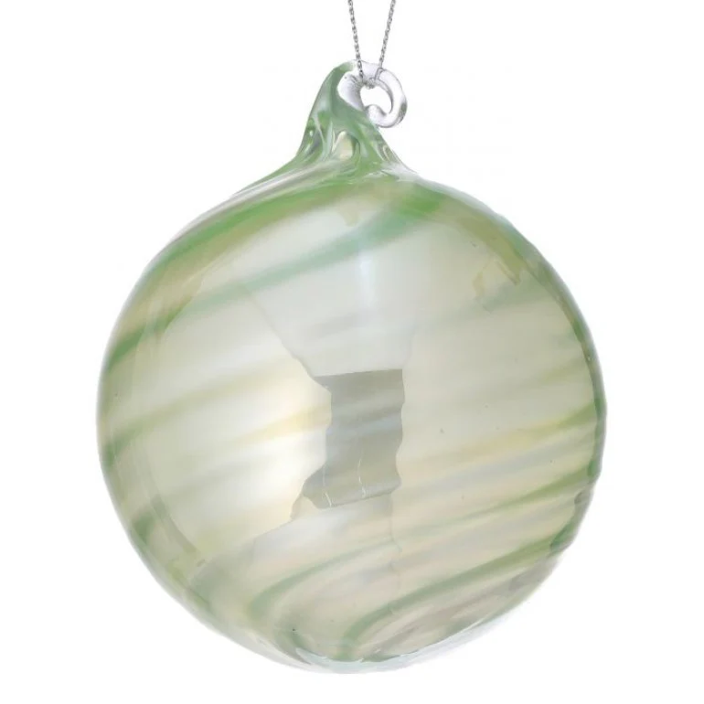 3.5" Glass Pearlized Swirl Ball Ornament - Image 3