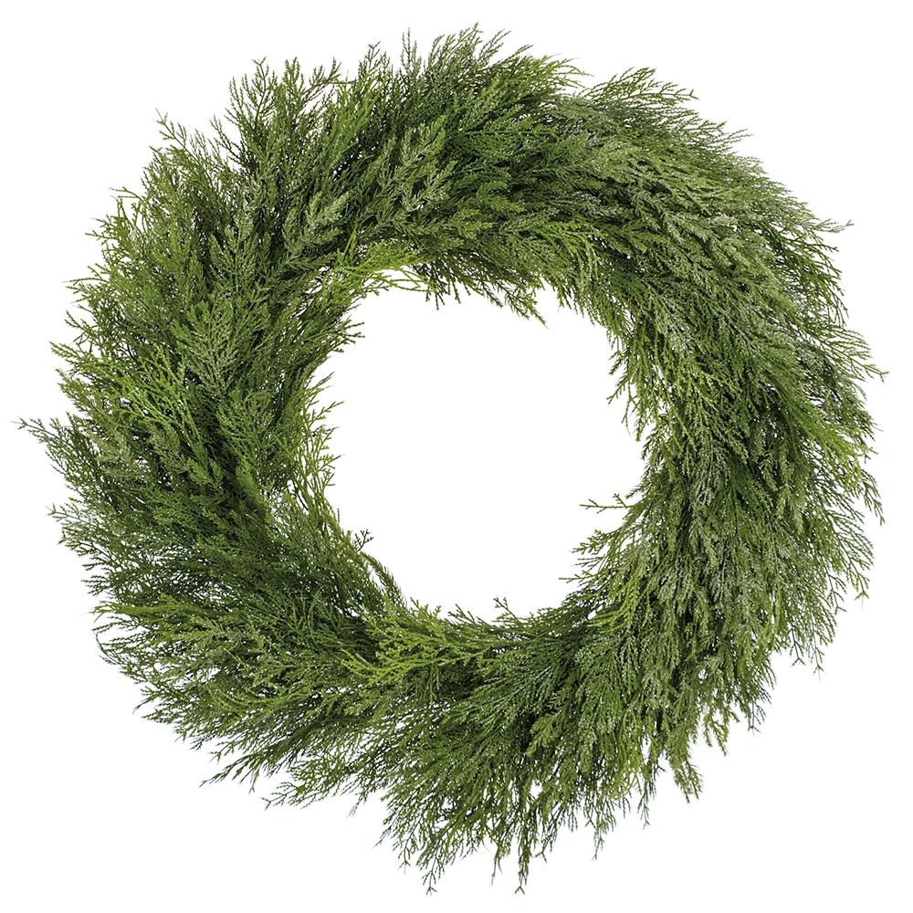 35" Glittered Ultra Deluxe Mixed Cedar Wreath Green