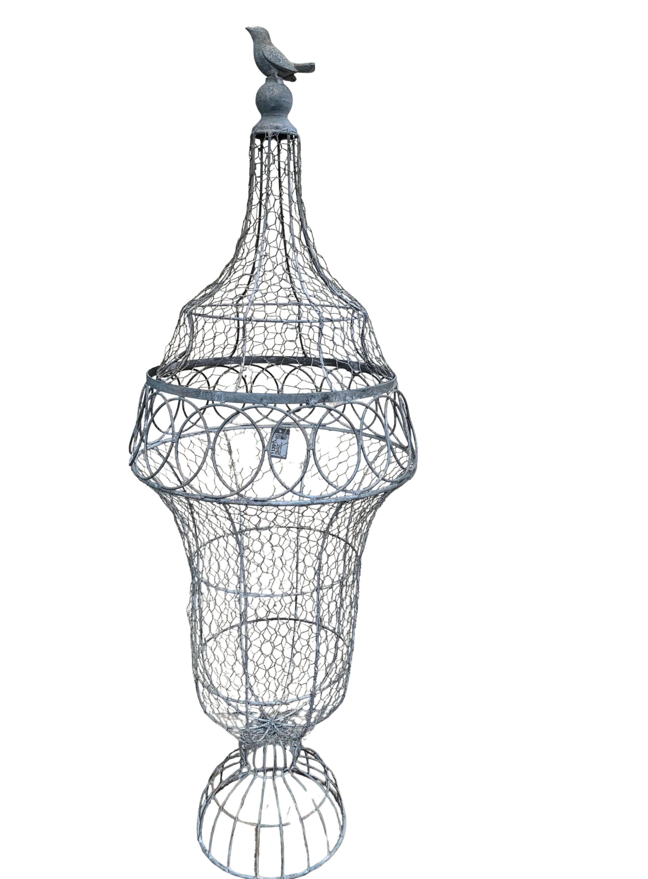 36.5" Metal Lidded Wire Finial with Bird - Image 2