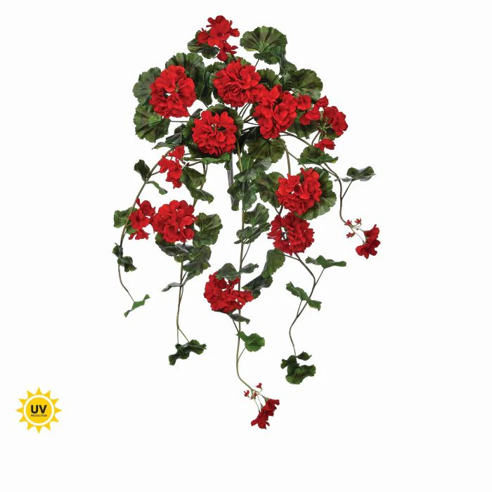 36” UV Natural Touch Summer Hanging Geranium Plant - Image 2