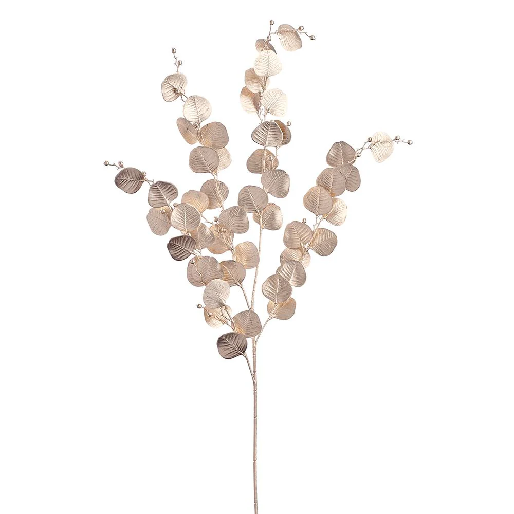 39” Metallic Eucalyptus Spray Champagne - Image 2