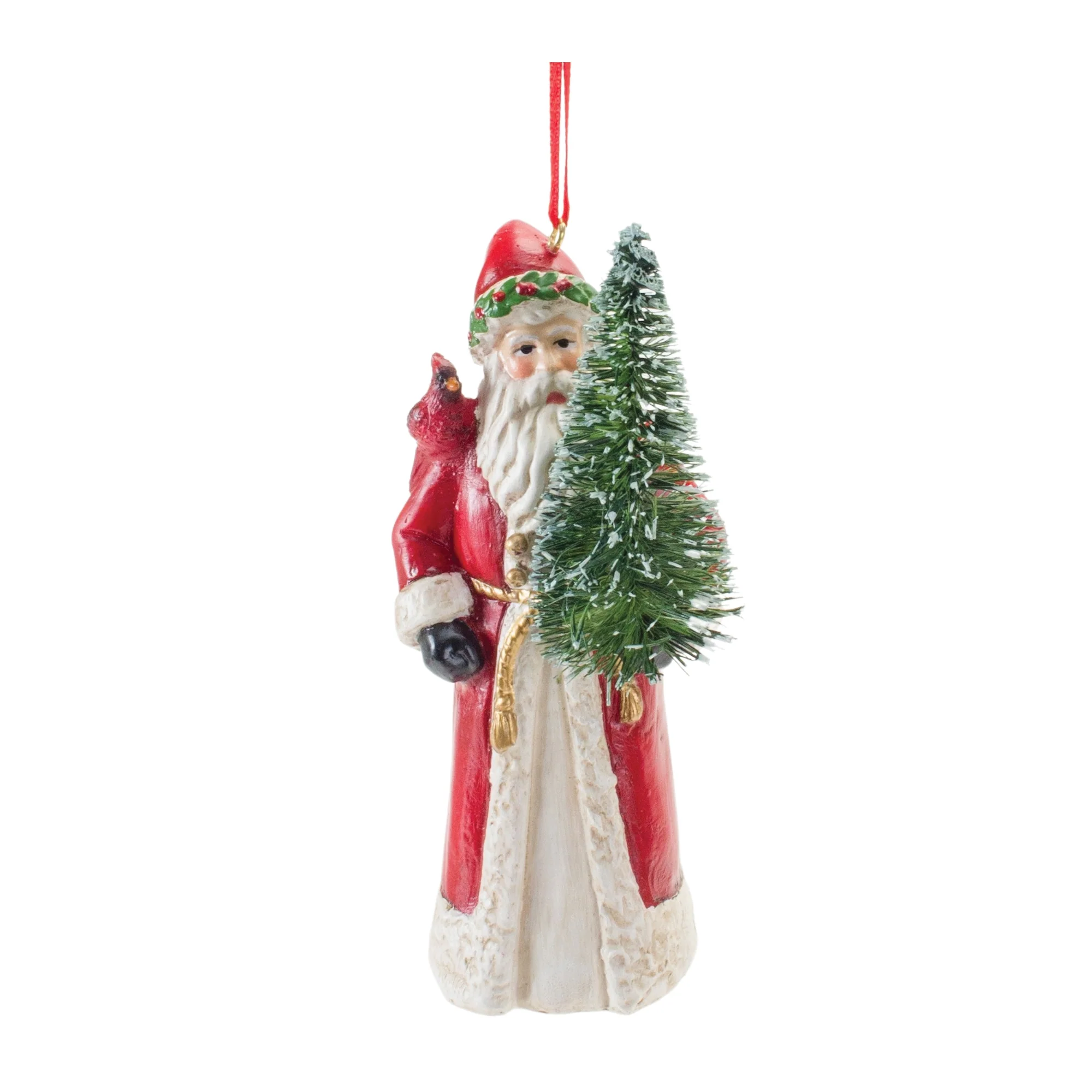 4.5" Santa With Cardinal Ornament-sold individually - Image 3