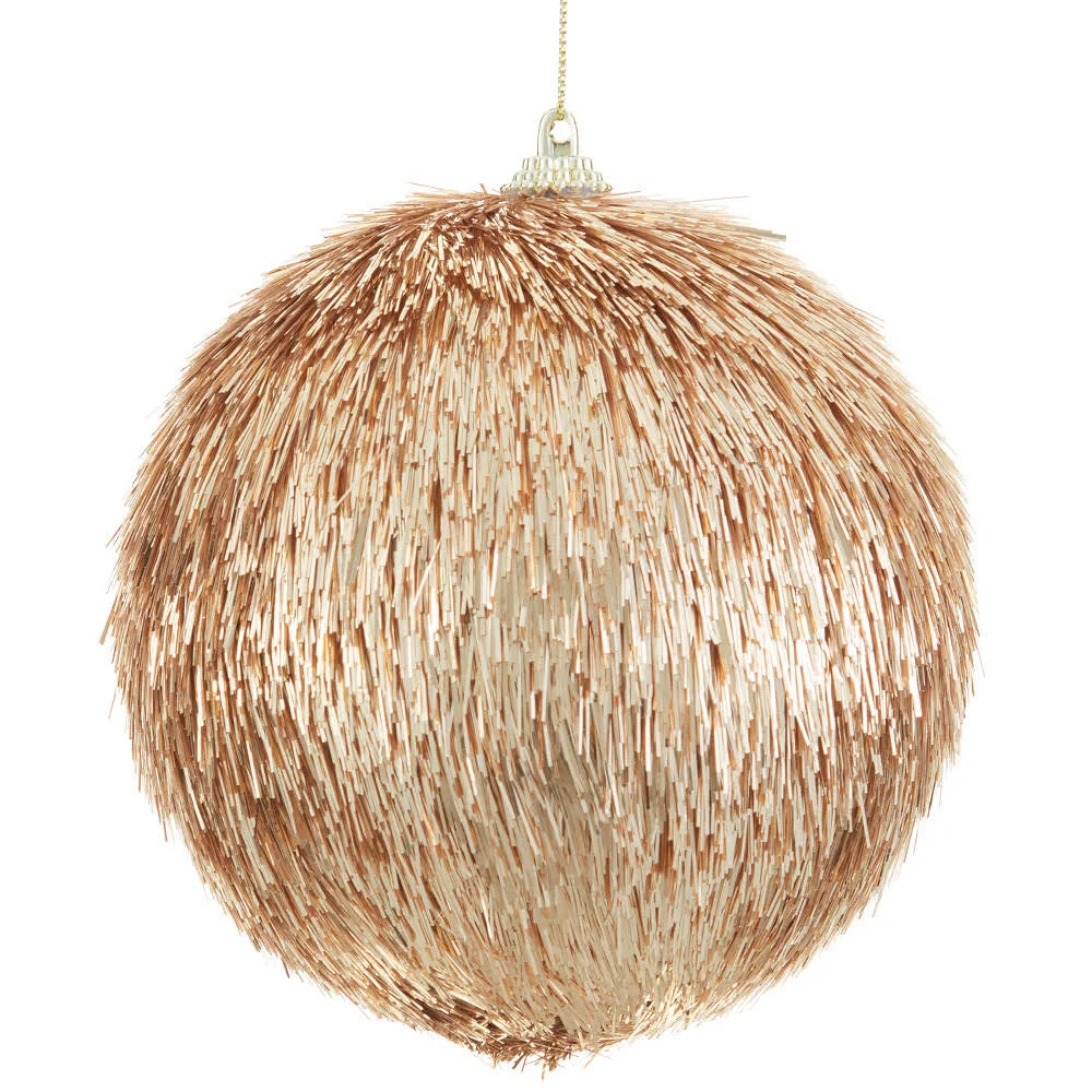 4.5" Tinsel Ball Ornament Gold