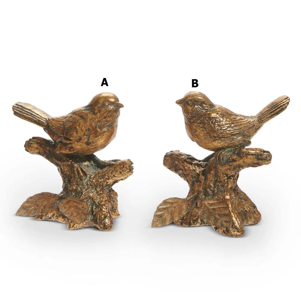 4" Antique Gold Bird on Branch -Sold Individually