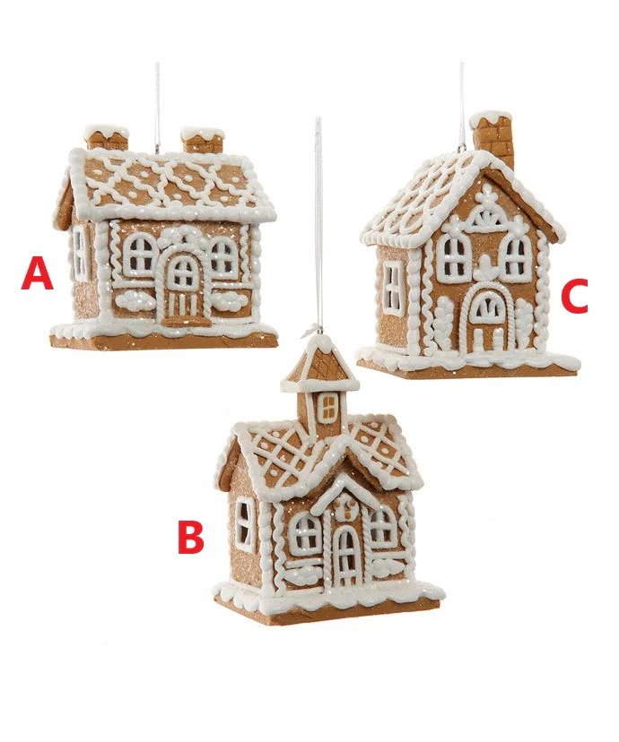 4" Gingerbread House Ornament - Sold Individually
