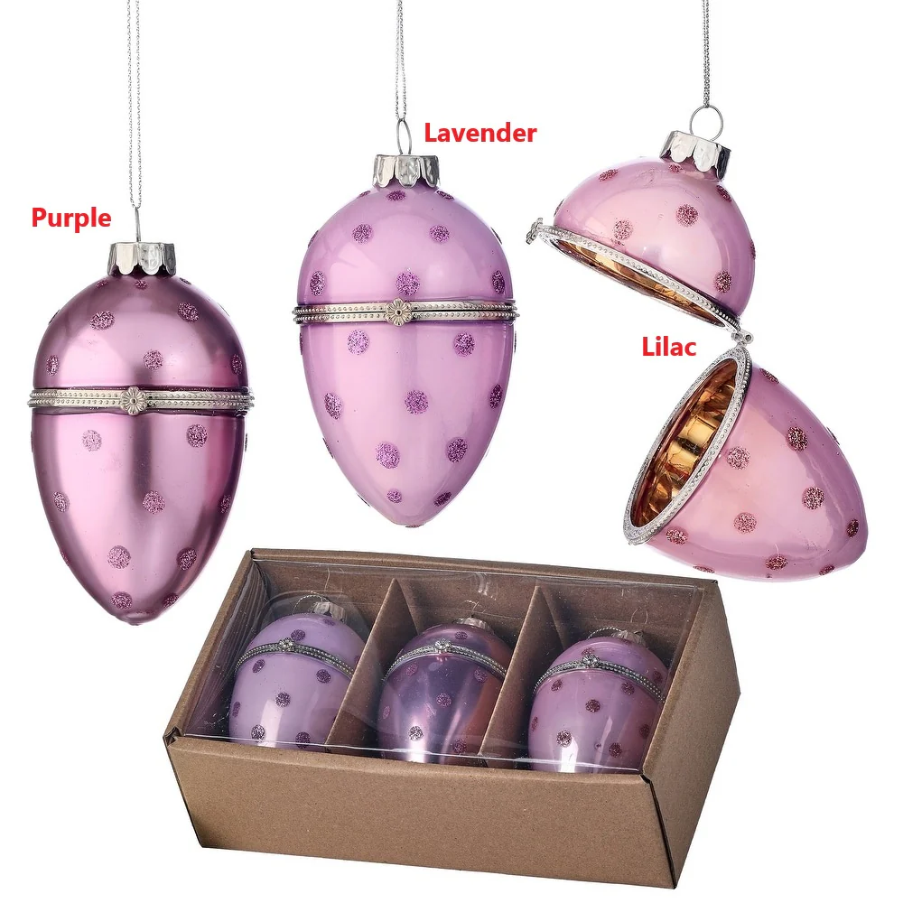 4" Glass Faberge Polka Dot Egg Ornament - Sold Individually - Image 2