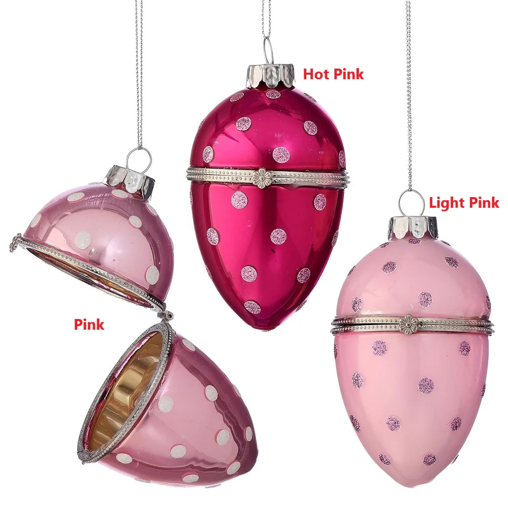 4" Glass Faberge Polka Dot Egg Ornament - Sold Individually - Image 3