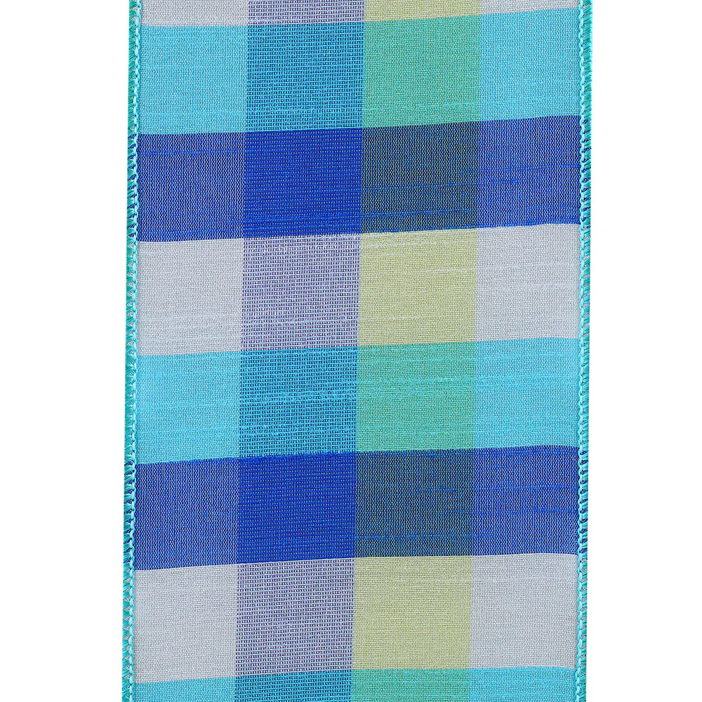 4 Inch Dupioni Blues Plaid Wired Edge Multi - Image 3