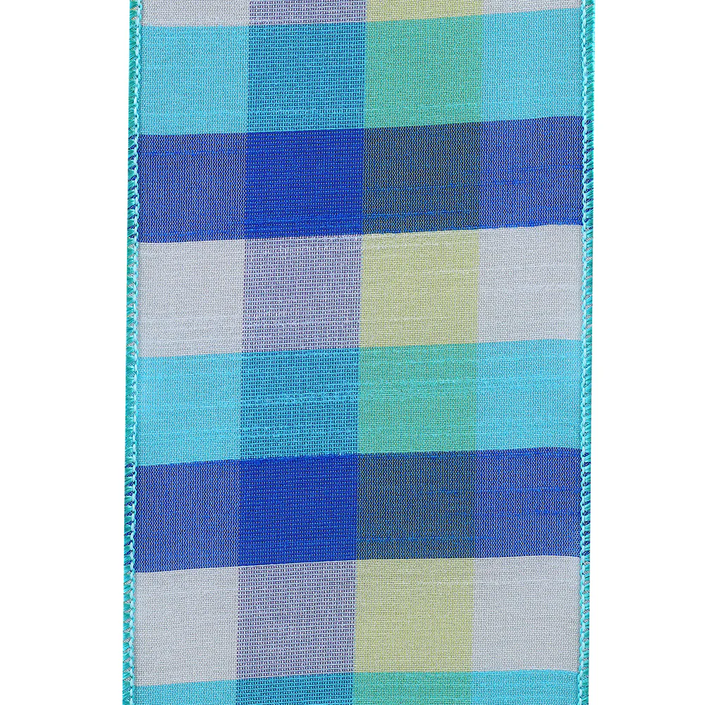 4 Inch Dupioni Blues Plaid Wired Edge Multi - Image 6