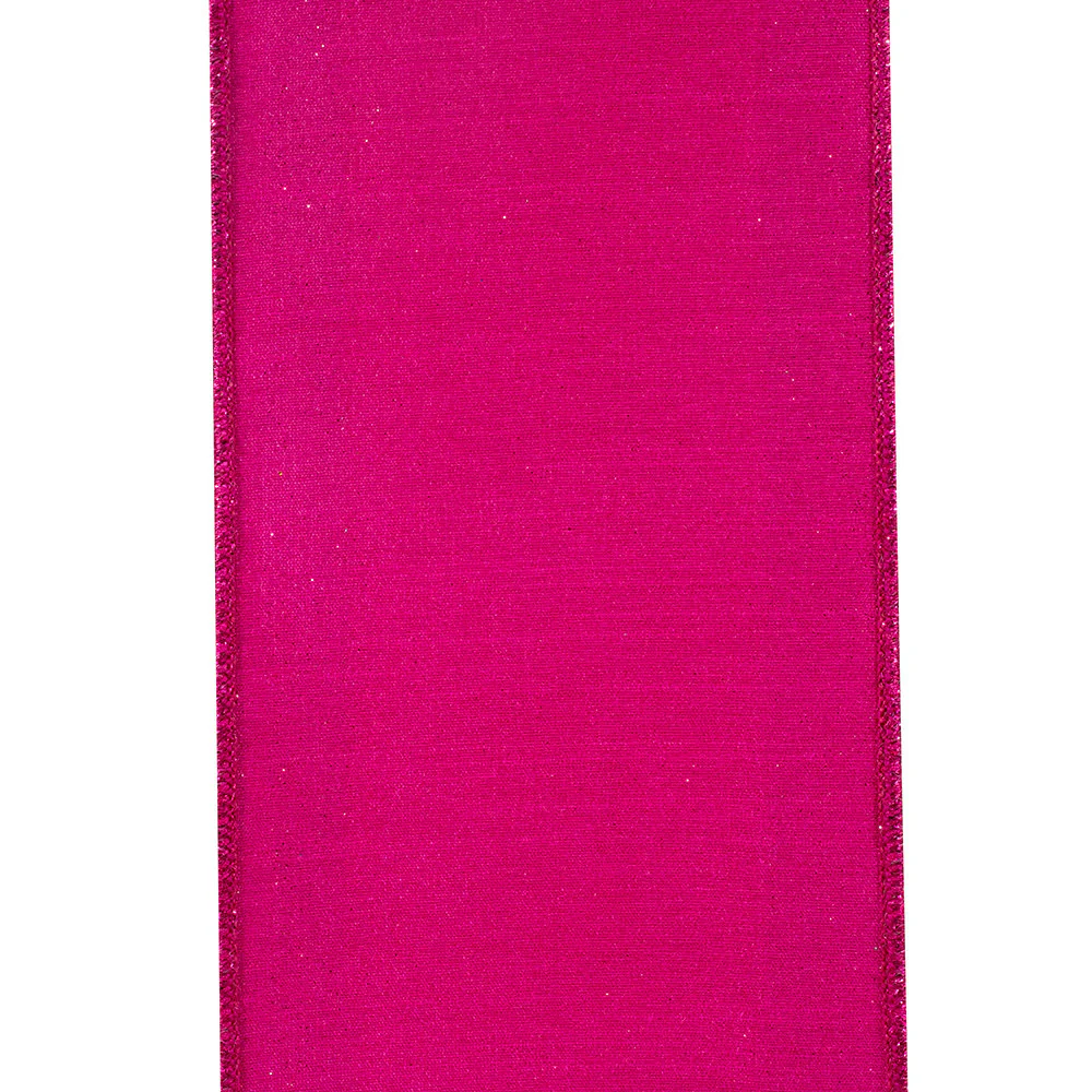 4 Inch Glitter Striped Edging Dupioni Deluxe Wired Edge Fuchsia - Image 3