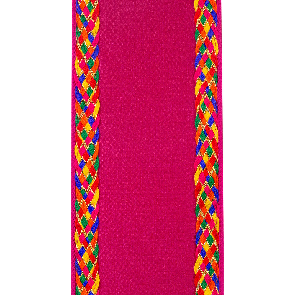 4 Inch Multi Color Braid Festive Deluxe Wired Edge Fuchsia - Image 2