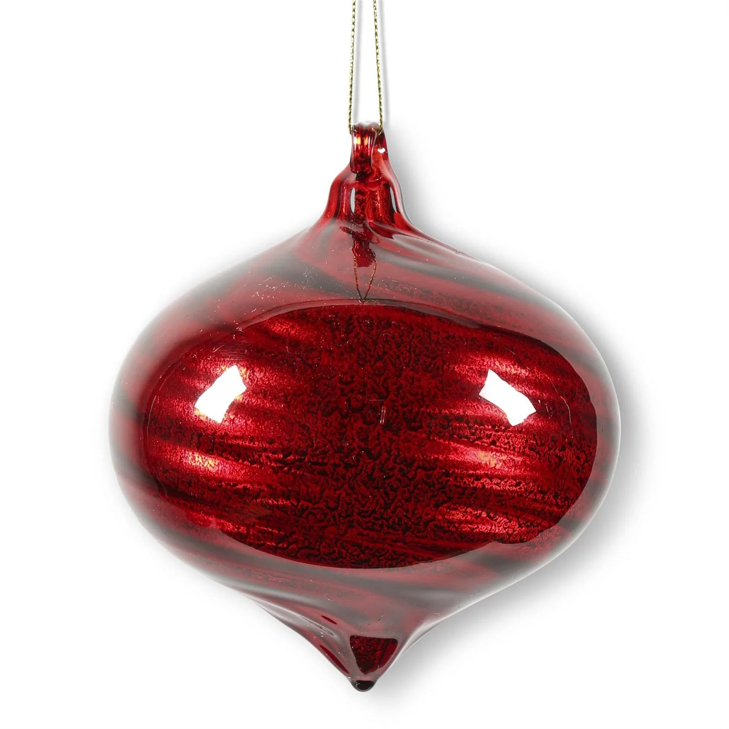 4 Inch Onion Glass Ornament w/Ribbon Swirl