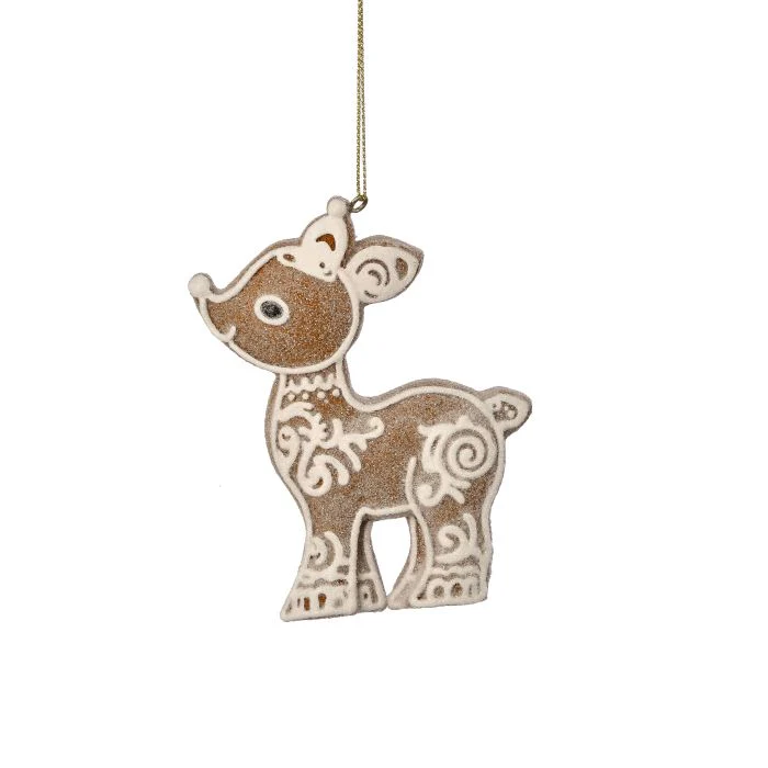 4" Resin Gingerbread Deer Ornament - Image 2