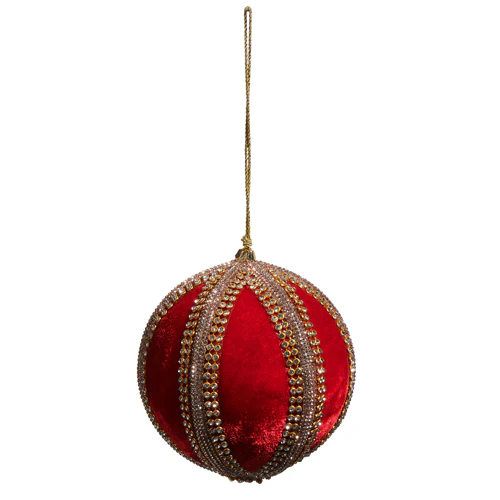 4" Velvet Jeweled Ball Ornament - Image 5