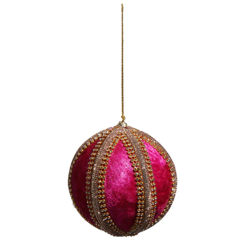 4" Velvet Jeweled Ball Ornament - Image 6