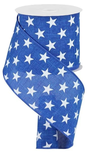 4" x 10yd Stars On Royal Ribbon