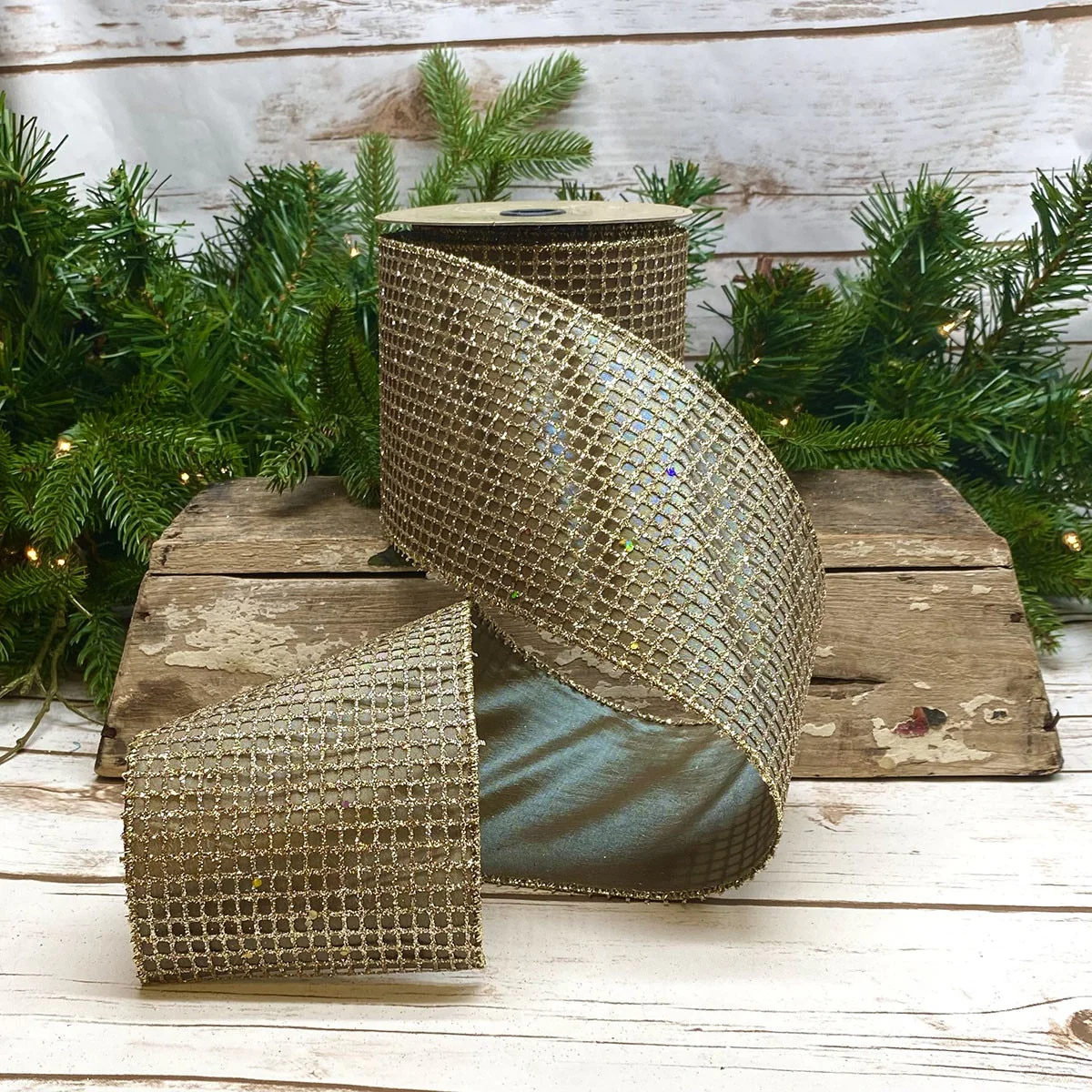 4" x 10yds Taffeta Glitter Mesh Ribbon - Image 11