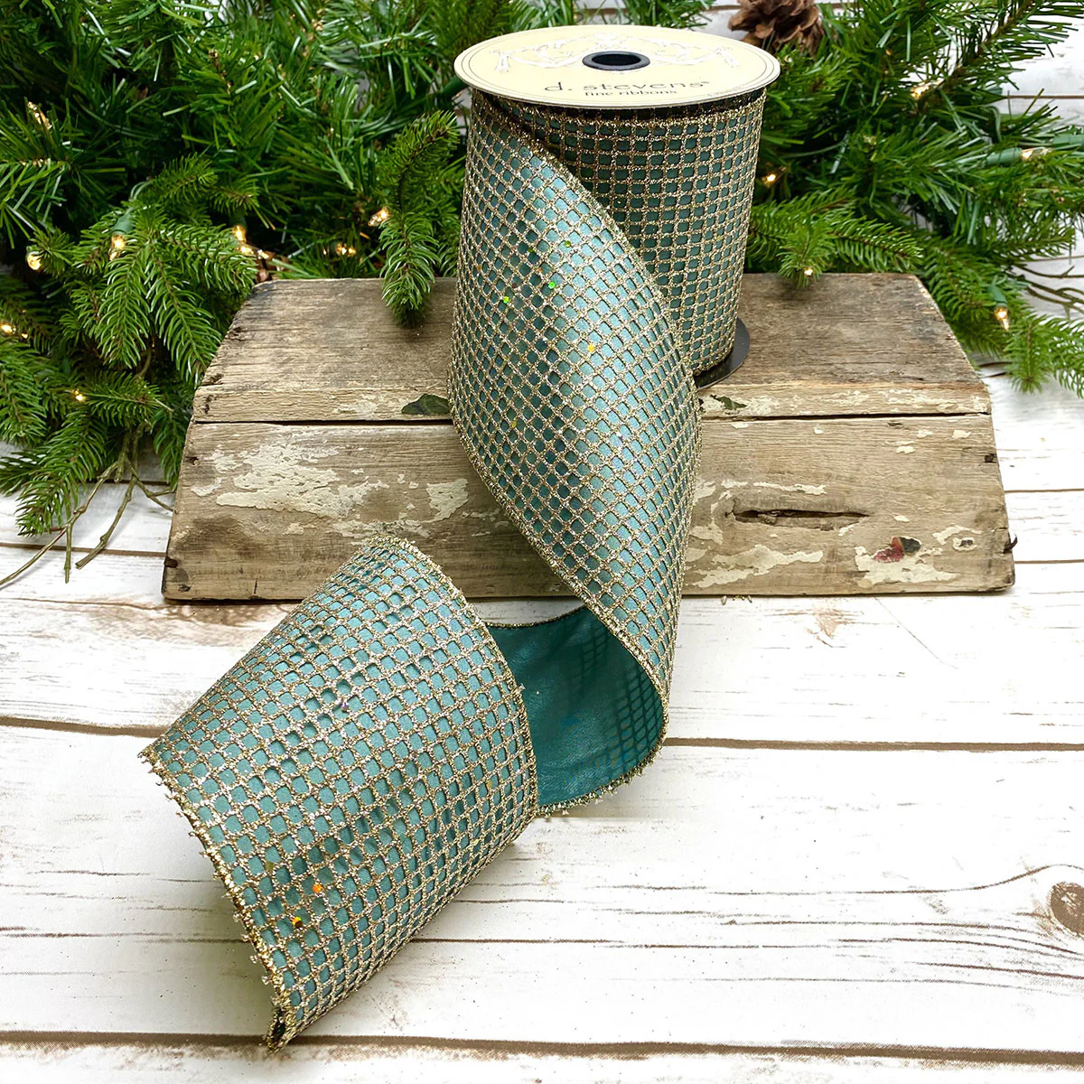 4" x 10yds Taffeta Glitter Mesh Ribbon - Image 6