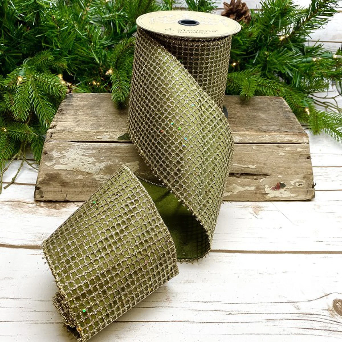 4" x 10yds Taffeta Glitter Mesh Ribbon - Image 9