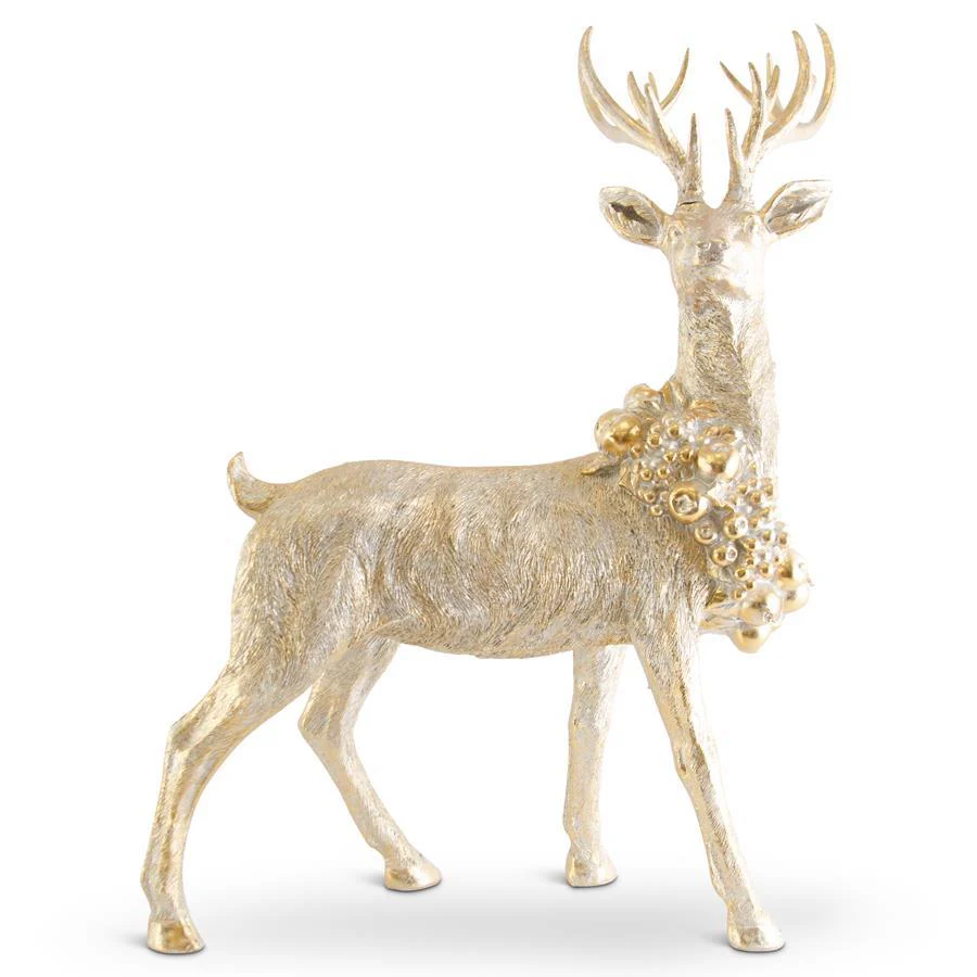 40 Inch Standing Antique Gold Resin Deer - Image 2