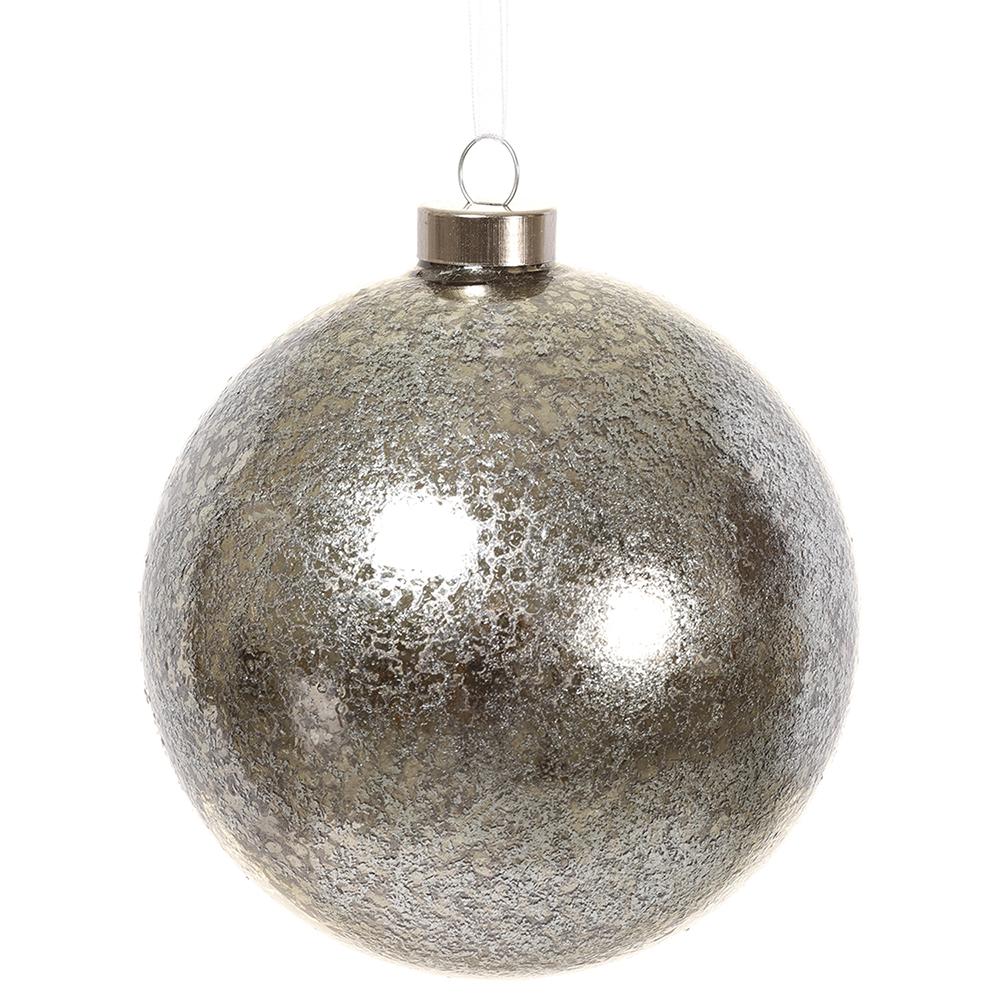 4.75” Glass Ball Ornament Silver - Image 2