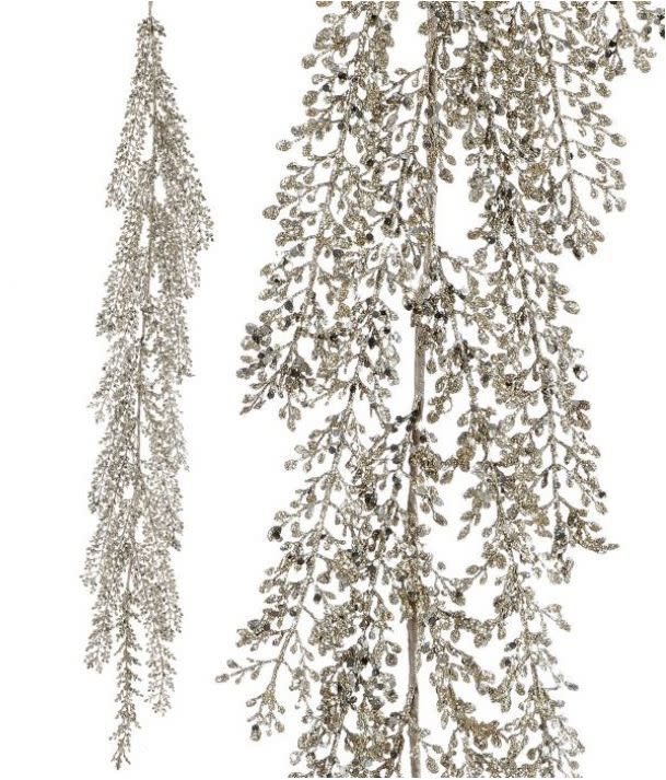 48" Glitter/Sequin Artemesia Garland-Platinum - Image 4