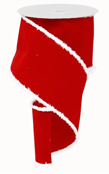 4"X10yd Velvet W/Snowdrift Ribbon