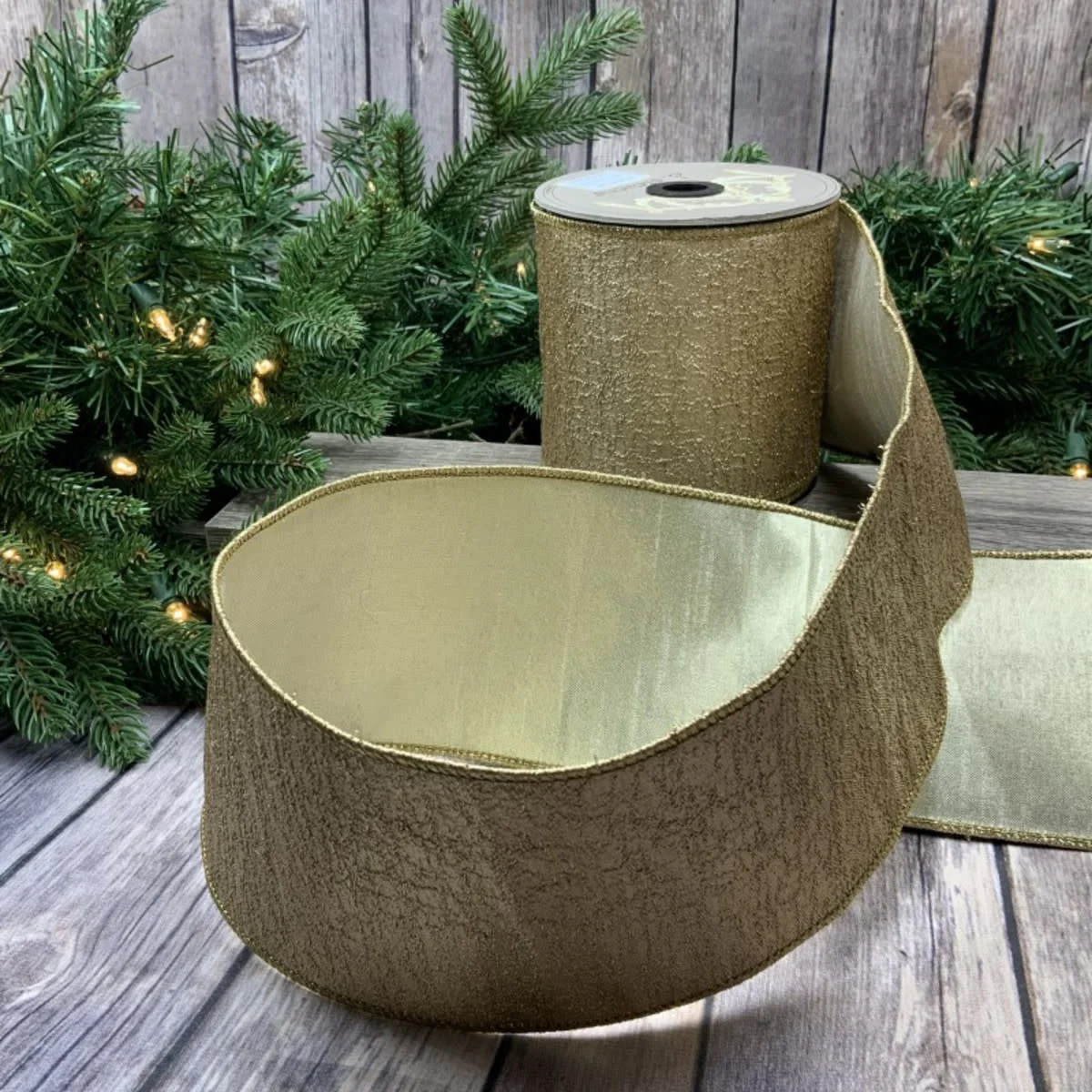 4"x10yds Iced Metallic Aurora - Gold